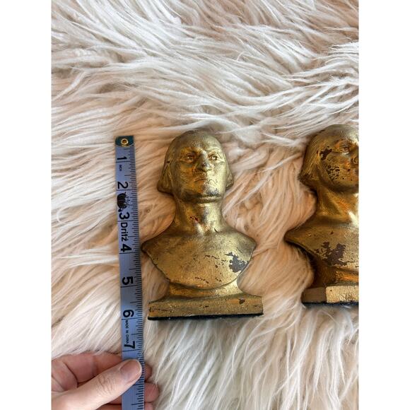 Vintage Antique Cast iron American Classical George Washington‎ Bookends Pair - Picture 10 of 12